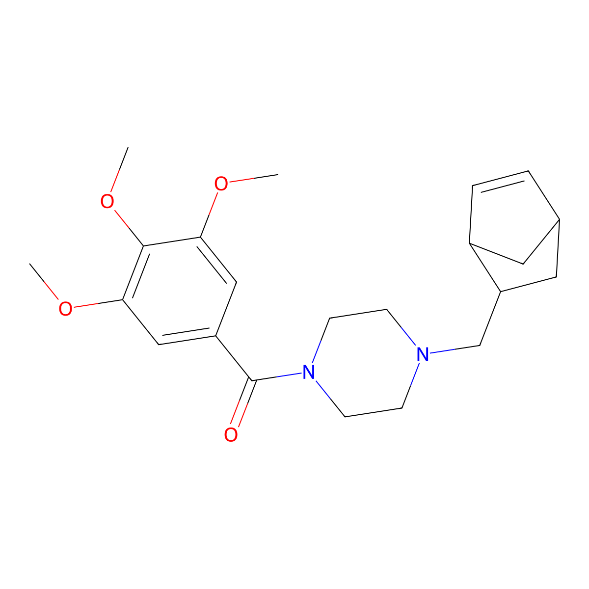 [4-(Bicyclo[2.2.1]hept-5-en-2-ylmethyl)piperazin-1-yl](3,4,5-trimethoxyphenyl)methanone molecular structure, CAS 1005036-86-1