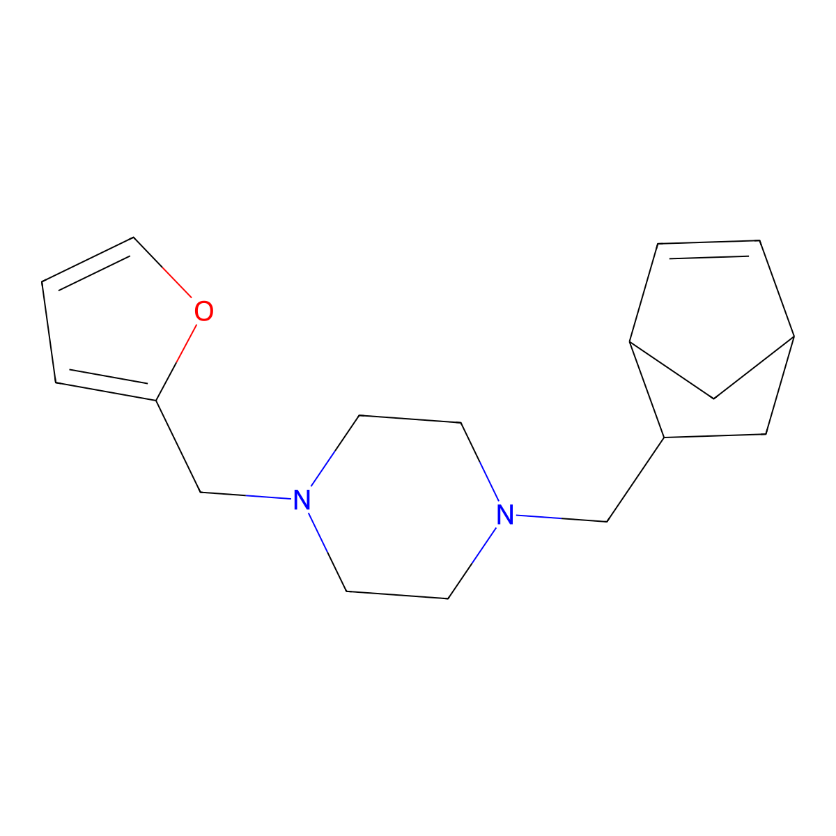 1-(5-Bicyclo[2.2.1]hept-2-enylmethyl)-4-(furan-2-ylmethyl)piperazine molecular structure, CAS 1005036-89-4