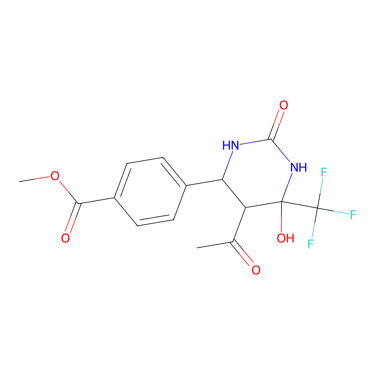 Methyl 4-[5-acetyl-6-hydroxy-2-oxo-6-(trifluoromethyl)-1,3-diazinan-4-yl]benzoate molecular structure, CAS 1005037-99-9