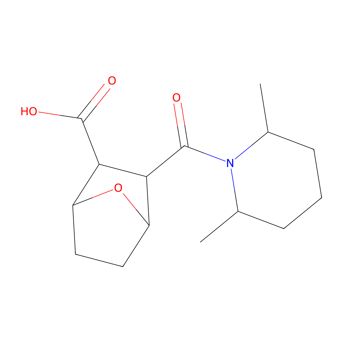 3-[(2,6-Dimethylpiperidin-1-yl)carbonyl]-7-oxabicyclo[2.2.1]heptane-2-carboxylic acid molecular structure, CAS 1005038-00-5