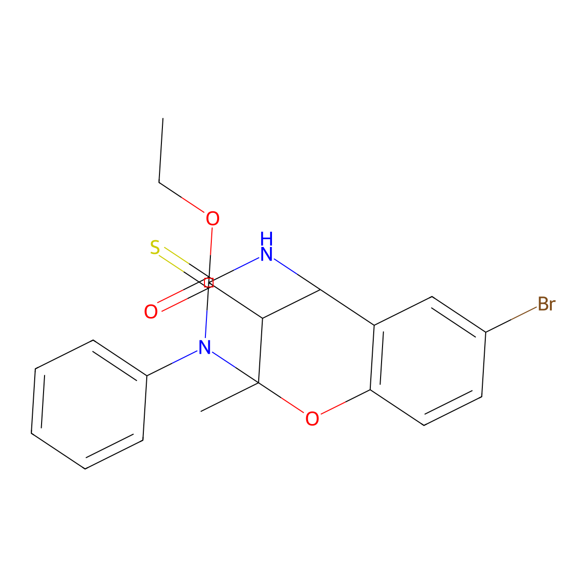 ethyl 8-bromo-2-methyl-3-phenyl-4-thioxo-3,4,5,6-tetrahydro-2H-2,6-methano-1,3,5-benzoxadiazocine-11-carboxylate molecular structure, CAS 1005038-11-8