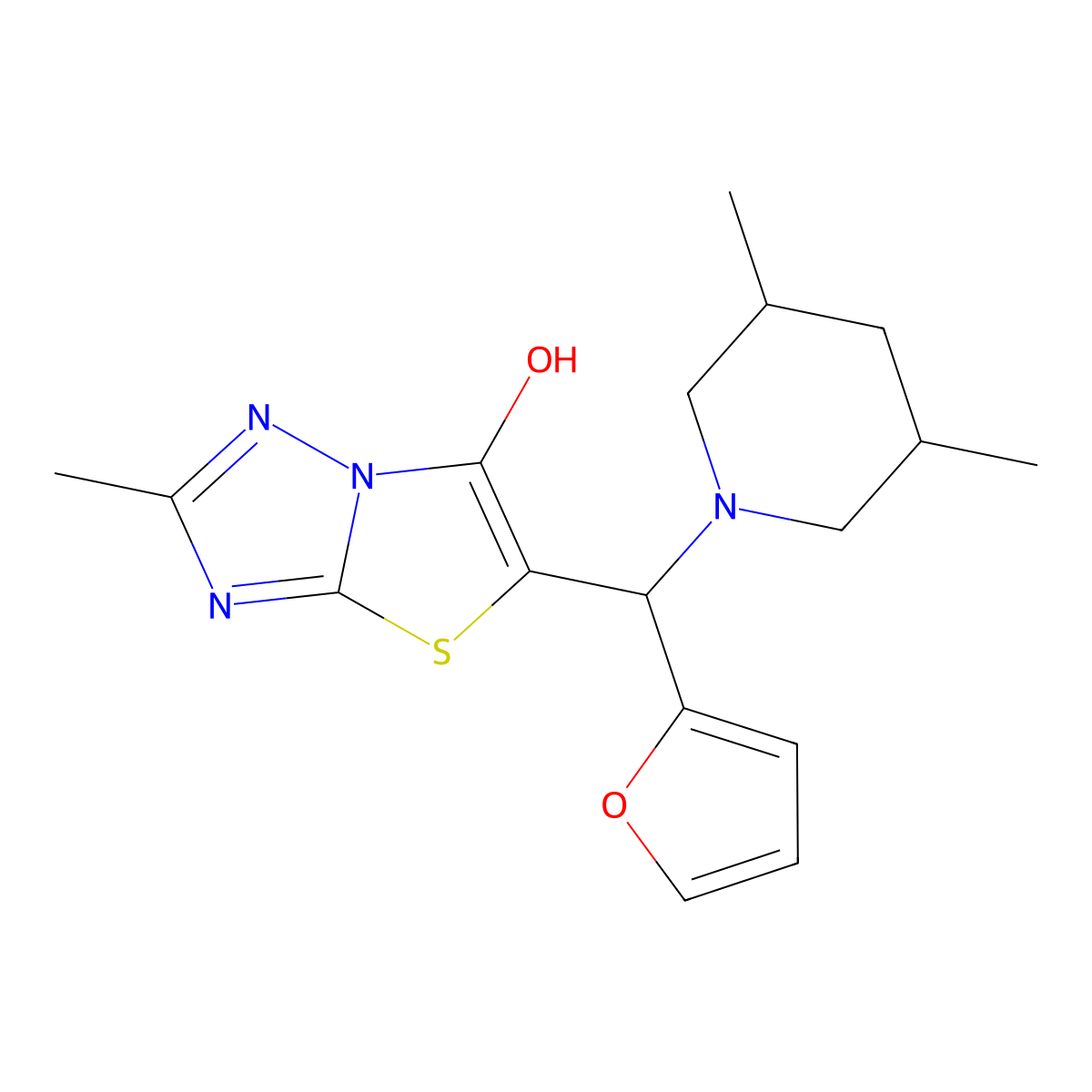 5-((3,5-Dimethylpiperidin-1-yl)(furan-2-yl)methyl)-2-methylthiazolo[3,2-b][1,2,4]triazol-6-ol molecular structure, CAS 1005038-37-8