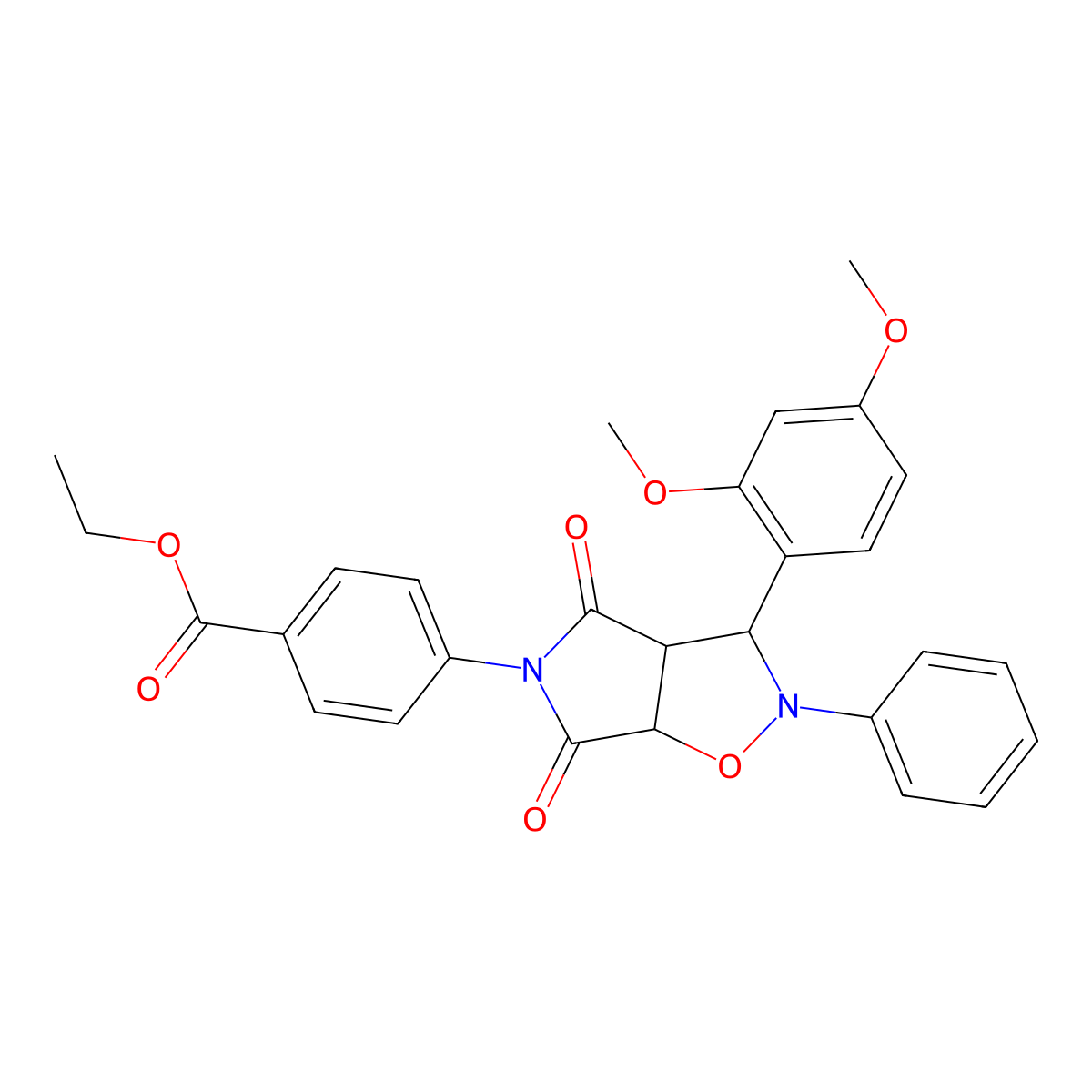 ethyl 4-[3-(2,4-dimethoxyphenyl)-4,6-dioxo-2-phenylhexahydro-5H-pyrrolo[3,4-d]isoxazol-5-yl]benzoate molecular structure, CAS 1005038-54-9