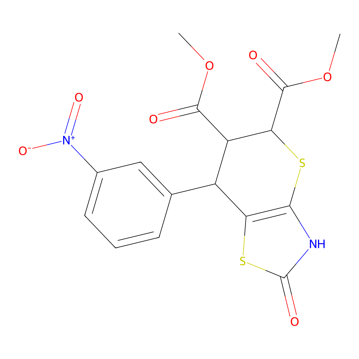 Dimethyl 7-(3-nitrophenyl)-2-oxo-3,5,6,7-tetrahydrothiopyrano[2,3-d][1,3]thiazole-5,6-dicarboxylate molecular structure, CAS 1005040-03-8