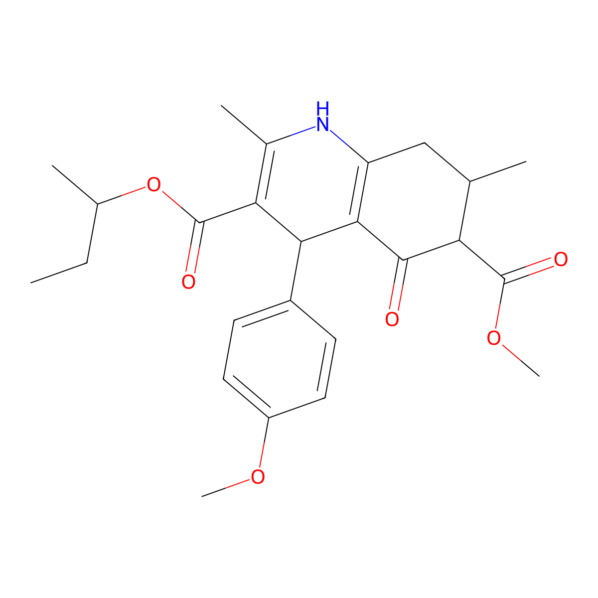 3-Butan-2-yl 6-methyl 4-(4-methoxyphenyl)-2,7-dimethyl-5-oxo-1,4,5,6,7,8-hexahydroquinoline-3,6-dicarboxylate molecular structure, CAS 1005041-01-9