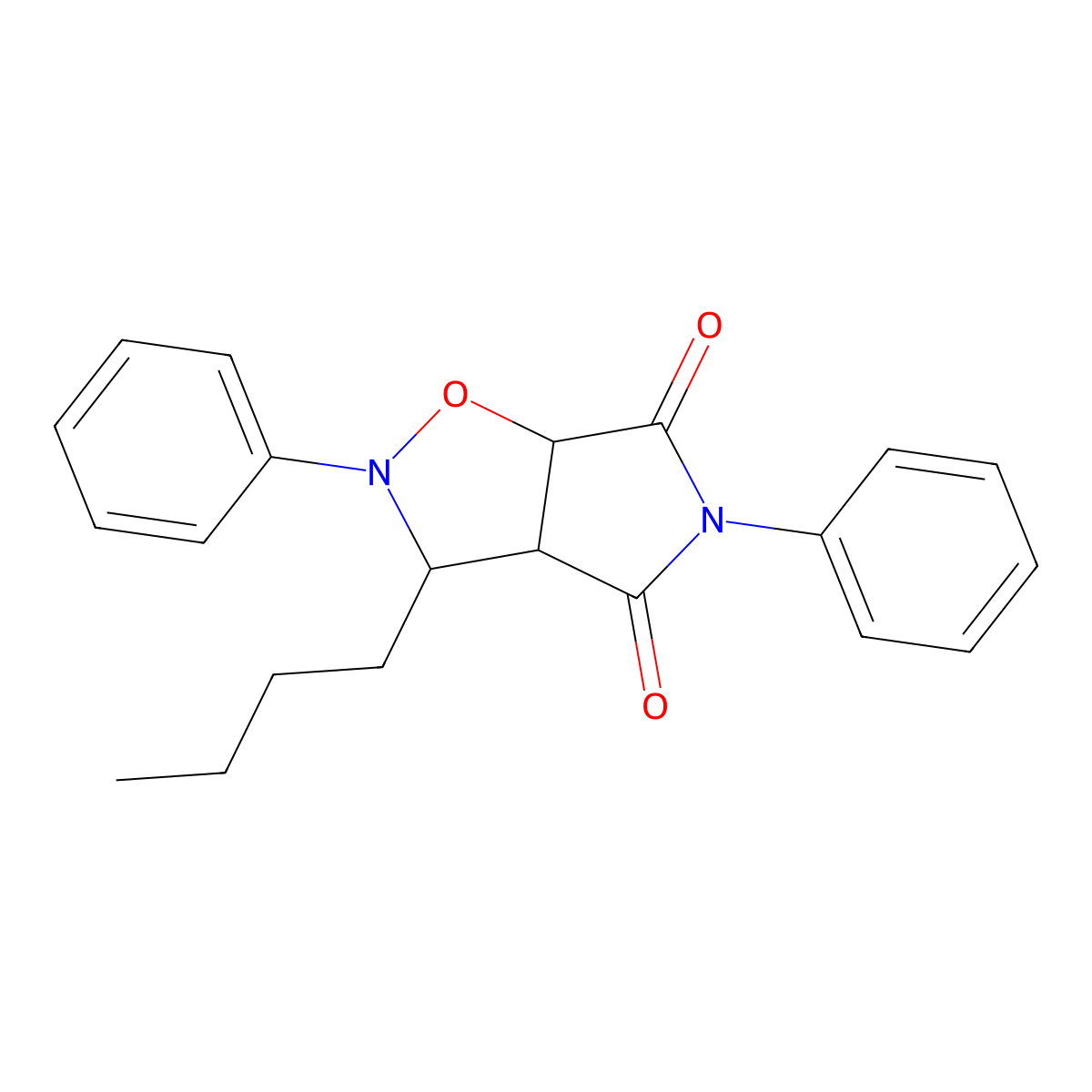 3-butyl-2,5-diphenyl-3a,6a-dihydro-3H-pyrrolo[3,4-d][1,2]oxazole-4,6-dione molecular structure, CAS 1005041-91-7