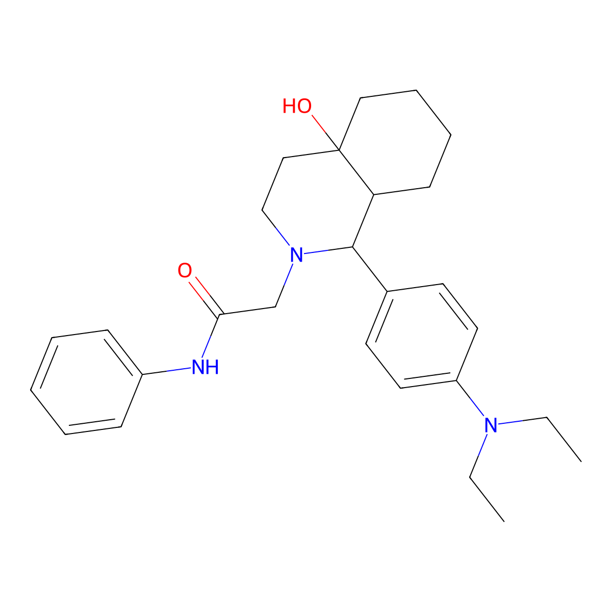 2-[1-[4-(diethylamino)phenyl]-4a-hydroxy-1,3,4,5,6,7,8,8a-octahydroisoquinolin-2-yl]-N-phenylacetamide molecular structure, CAS 1005041-96-2