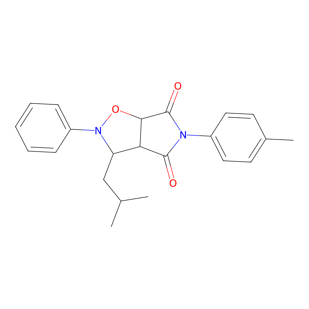 5-(4-methylphenyl)-3-(2-methylpropyl)-2-phenyl-3a,6a-dihydro-3H-pyrrolo[3,4-d][1,2]oxazole-4,6-dione molecular structure, CAS 1005042-07-8