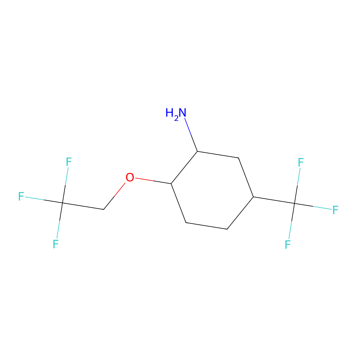 2-(2,2,2-Trifluoroethoxy)-5-(trifluoromethyl)cyclohexan-1-amine molecular structure, CAS 1005044-04-1