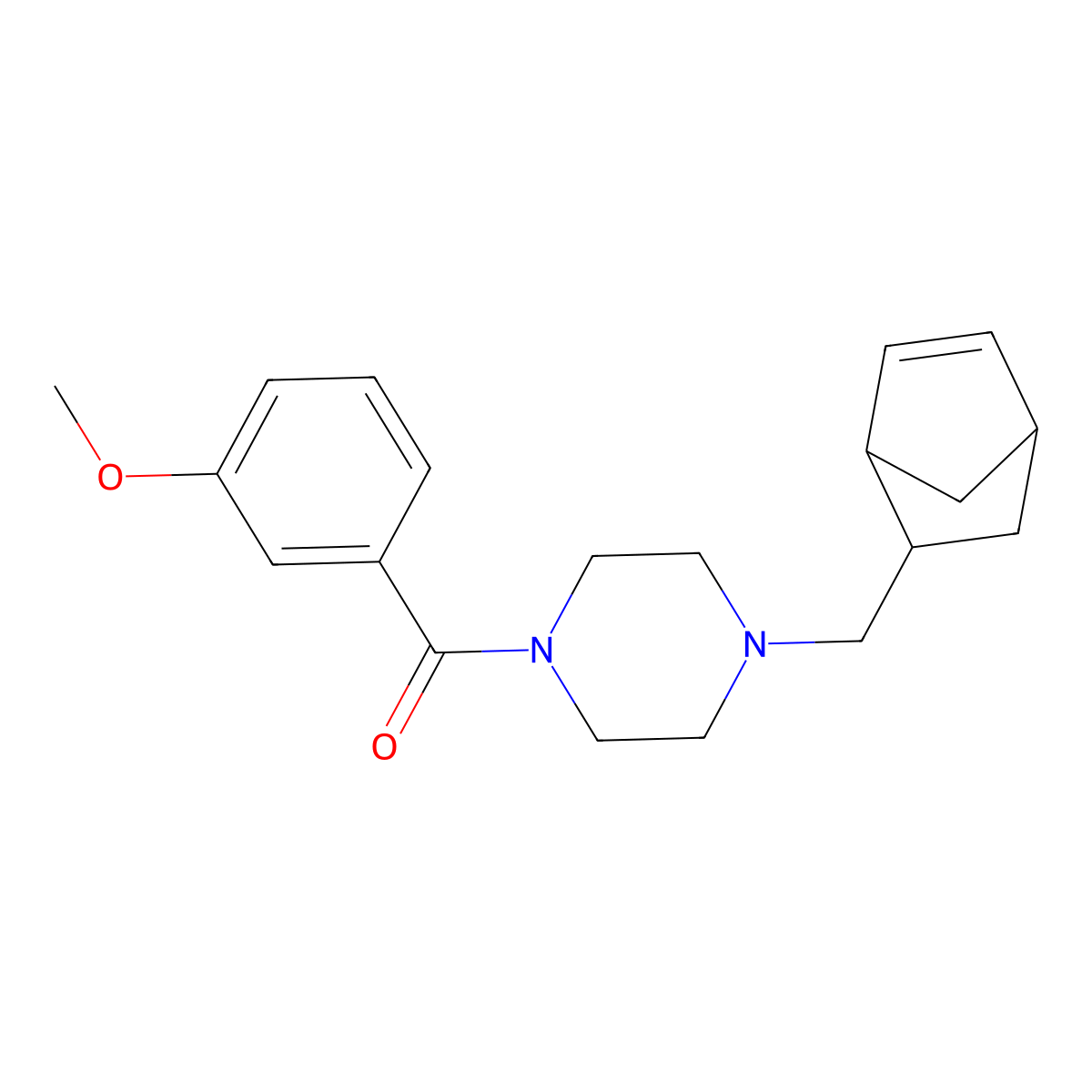 [4-(5-Bicyclo[2.2.1]hept-2-enylmethyl)piperazin-1-yl]-(3-methoxyphenyl)methanone molecular structure, CAS 1005046-56-9