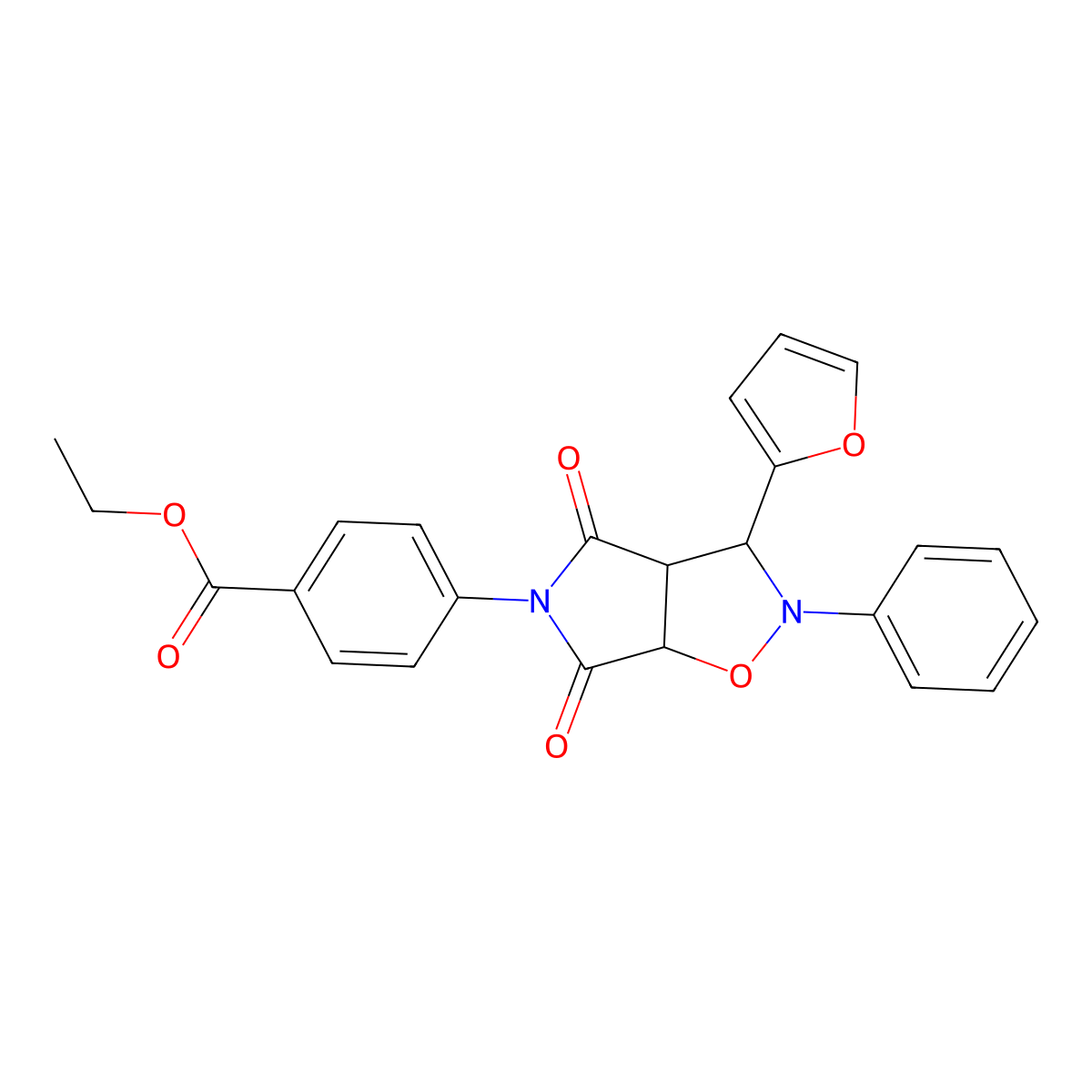 ethyl 4-[3-(furan-2-yl)-4,6-dioxo-2-phenyl-3a,6a-dihydro-3H-pyrrolo[3,4-d][1,2]oxazol-5-yl]benzoate molecular structure, CAS 1005047-08-4