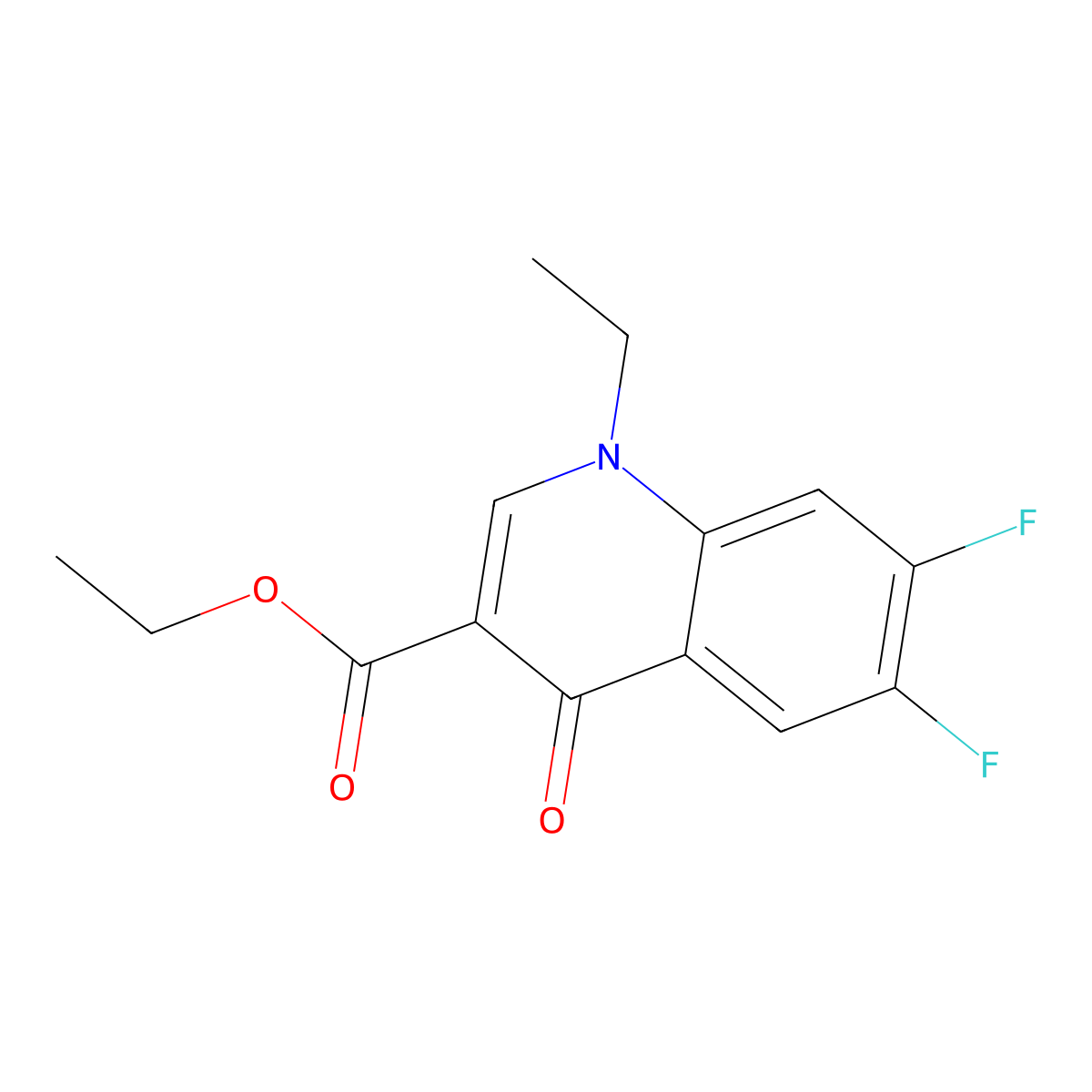 Ethyl 1-ethyl-6,7-difluoro-4-oxo-1,4-dihydroquinoline-3-carboxylate molecular structure, CAS 100505-08-6
