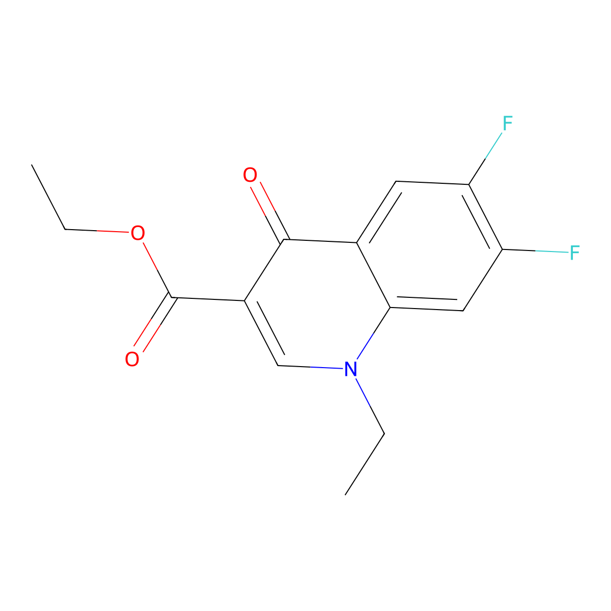 Ethyl 1-ethyl-6,7-difluoro-4-oxo-1,4-dihydroquinoline-3-carboxylate molecular structure, CAS 100505-08-6