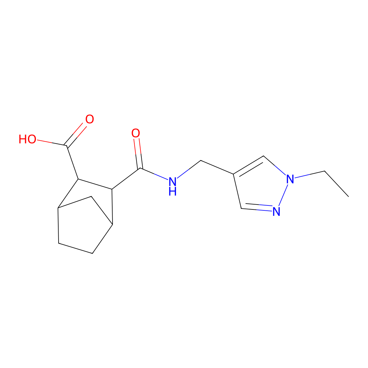 3-({[(1-ethyl-1H-pyrazol-4-yl)methyl]amino}carbonyl)bicyclo[2.2.1]heptane-2-carboxylic acid molecular structure, CAS 1005050-61-2