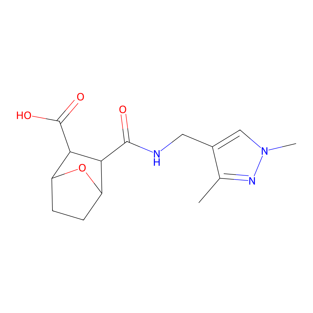 2-[(1,3-Dimethylpyrazol-4-yl)methylcarbamoyl]-7-oxabicyclo[2.2.1]heptane-3-carboxylic acid molecular structure, CAS 1005050-72-5