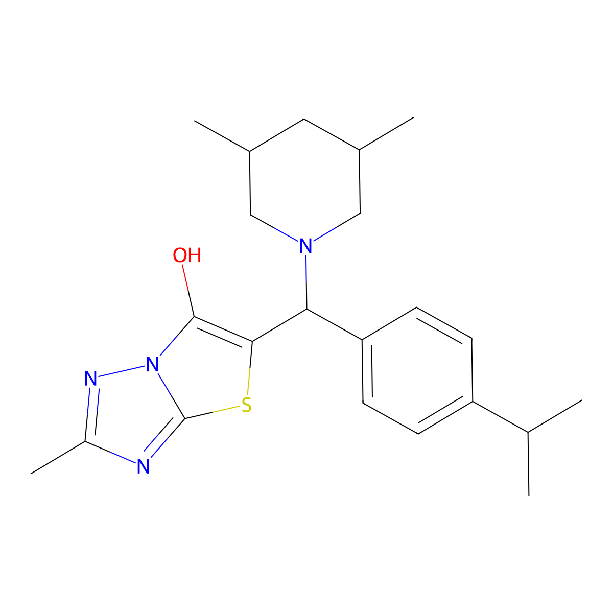 5-((3,5-Dimethylpiperidin-1-yl)(4-isopropylphenyl)methyl)-2-methylthiazolo[3,2-b][1,2,4]triazol-6-ol molecular structure, CAS 1005050-77-0