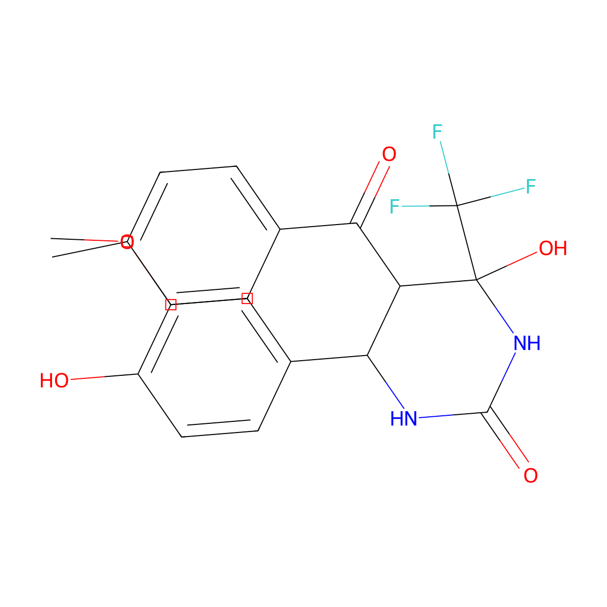 4-Hydroxy-6-(4-hydroxy-3-methoxyphenyl)-5-(4-methylbenzoyl)-4-(trifluoromethyl)-1,3-diazinan-2-one molecular structure, CAS 1005051-30-8