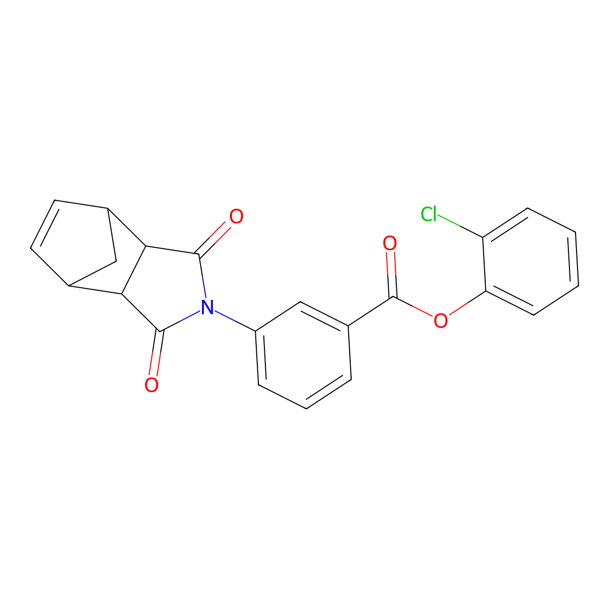 2-chlorophenyl 3-(1,3-dioxo-1,3,3a,4,7,7a-hexahydro-2H-4,7-methanoisoindol-2-yl)benzoate molecular structure, CAS 1005053-24-6