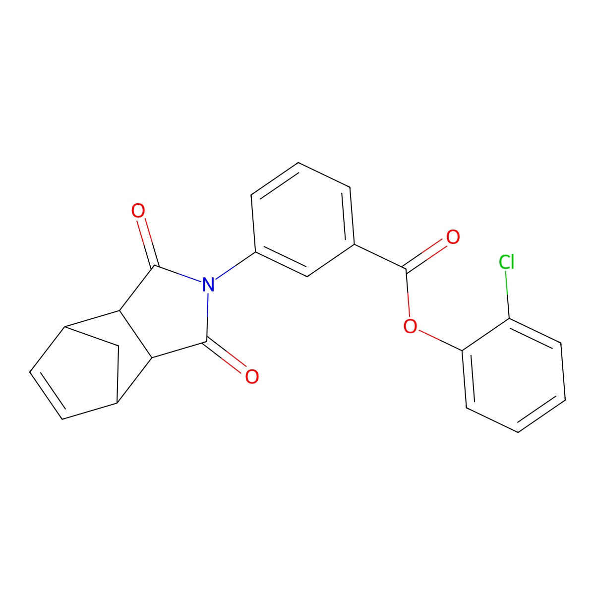 2-chlorophenyl 3-(1,3-dioxo-1,3,3a,4,7,7a-hexahydro-2H-4,7-methanoisoindol-2-yl)benzoate molecular structure, CAS 1005053-24-6