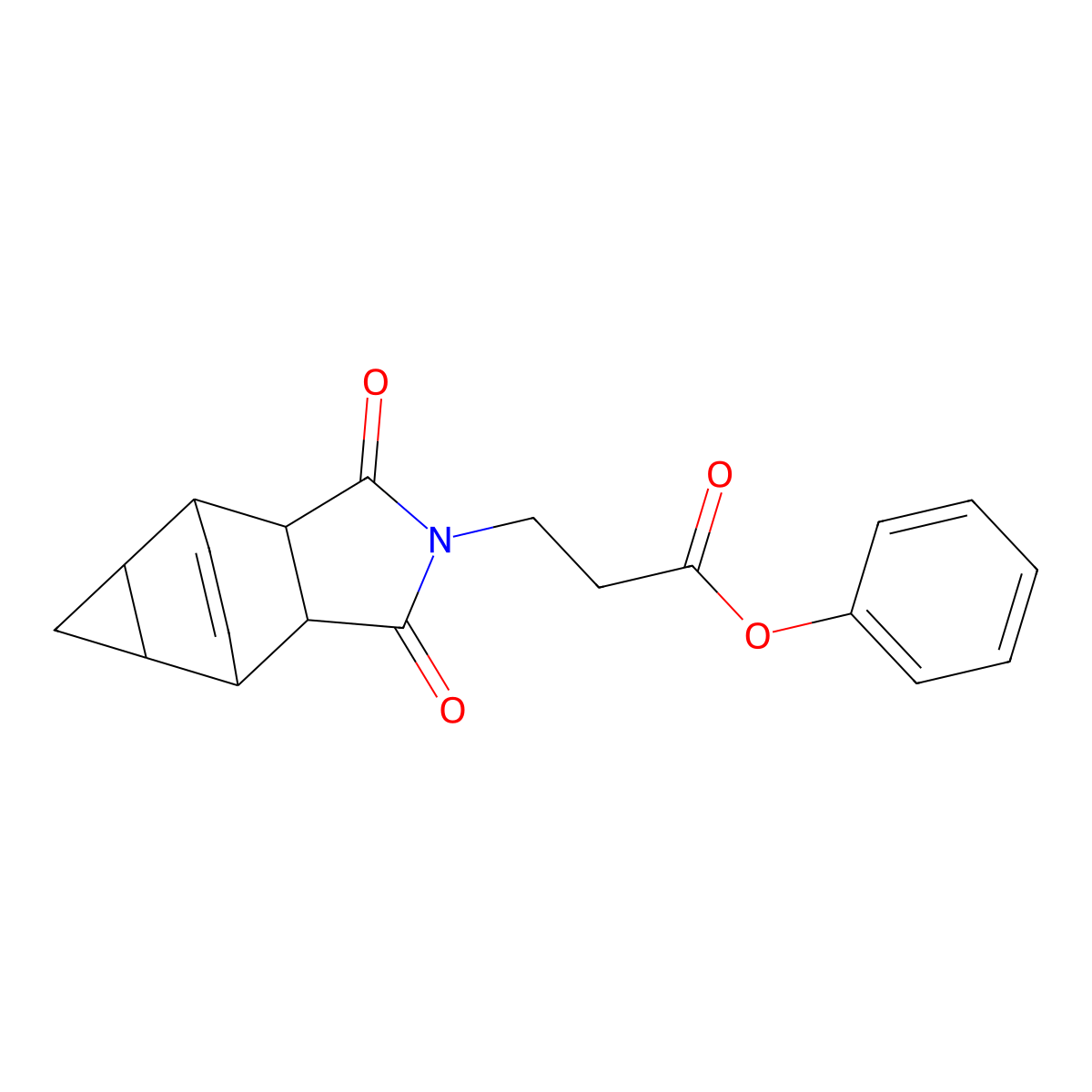 phenyl 3-(1,3-dioxooctahydro-4,6-ethenocyclopropa[f]isoindol-2(1H)-yl)propanoate molecular structure, CAS 1005053-39-3