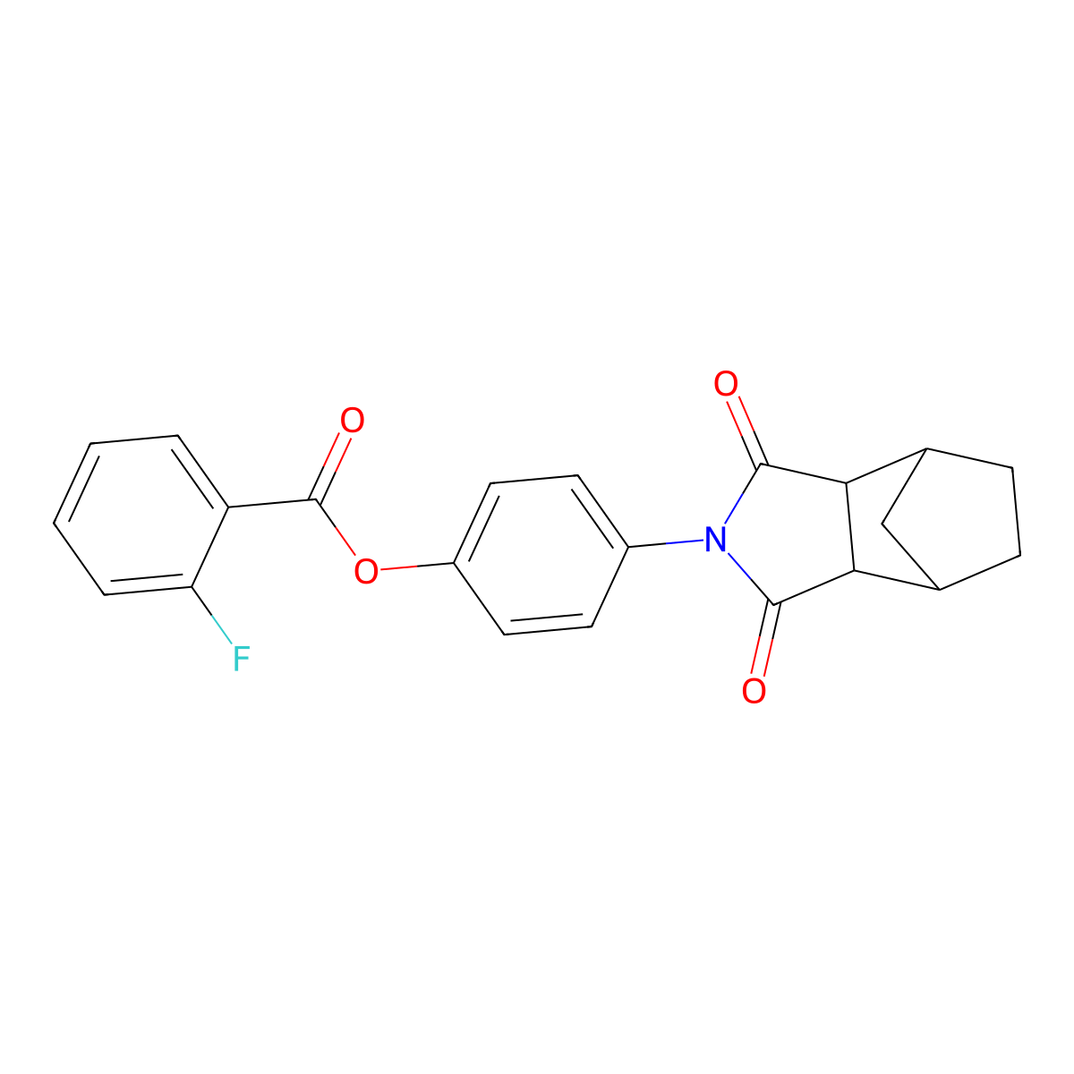 4-(1,3-dioxooctahydro-2H-4,7-methanoisoindol-2-yl)phenyl 2-fluorobenzoate molecular structure, CAS 1005053-45-1