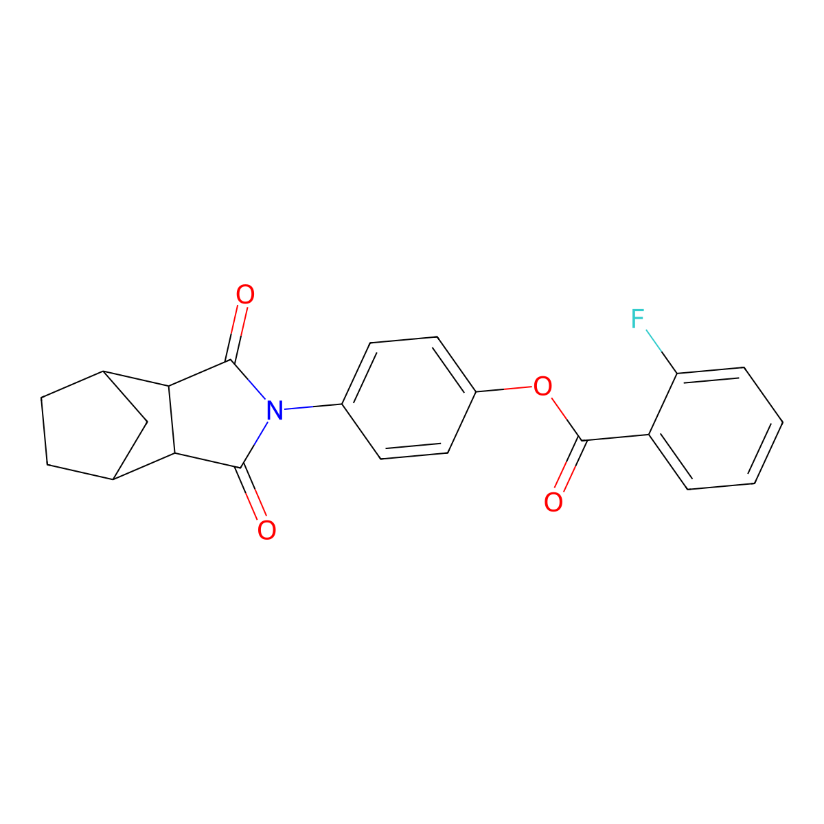 4-(1,3-dioxooctahydro-2H-4,7-methanoisoindol-2-yl)phenyl 2-fluorobenzoate molecular structure, CAS 1005053-45-1