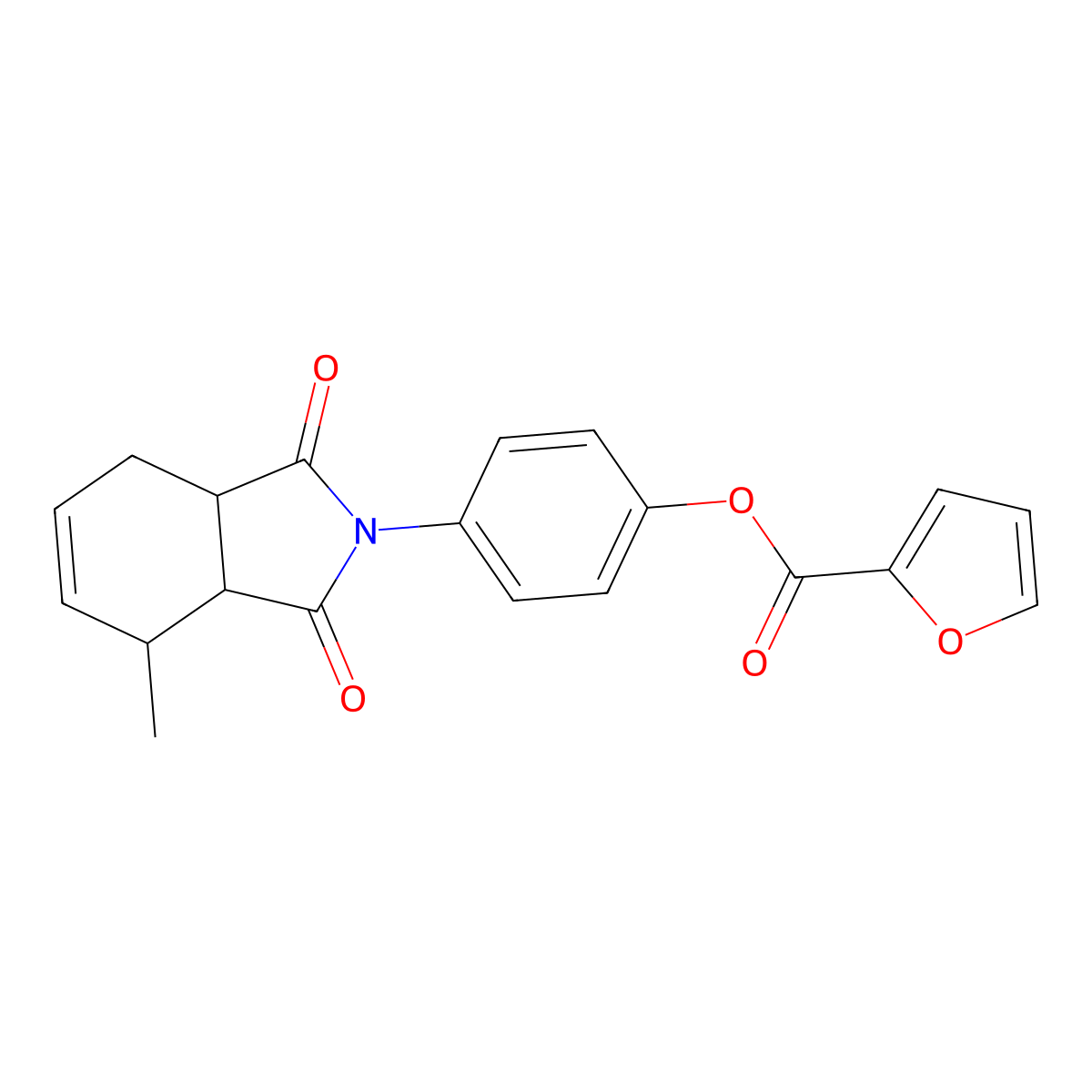 4-(4-methyl-1,3-dioxo-1,3,3a,4,7,7a-hexahydro-2H-isoindol-2-yl)phenyl furan-2-carboxylate molecular structure, CAS 1005053-58-6