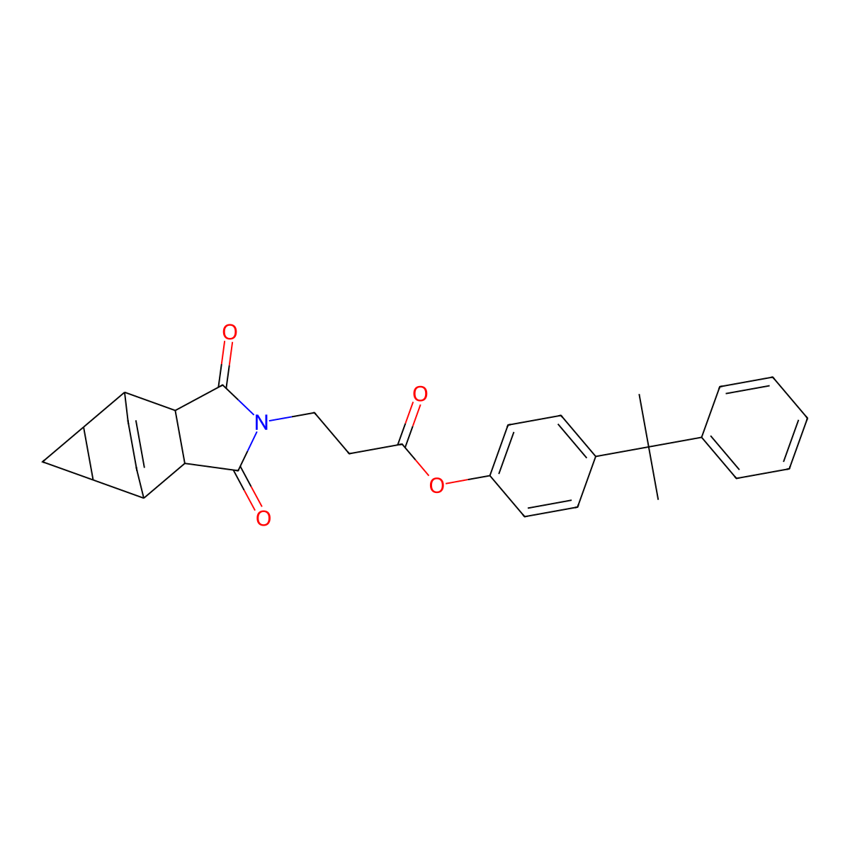 4-(2-phenylpropan-2-yl)phenyl 3-(1,3-dioxooctahydro-4,6-ethenocyclopropa[f]isoindol-2(1H)-yl)propanoate molecular structure, CAS 1005053-65-5