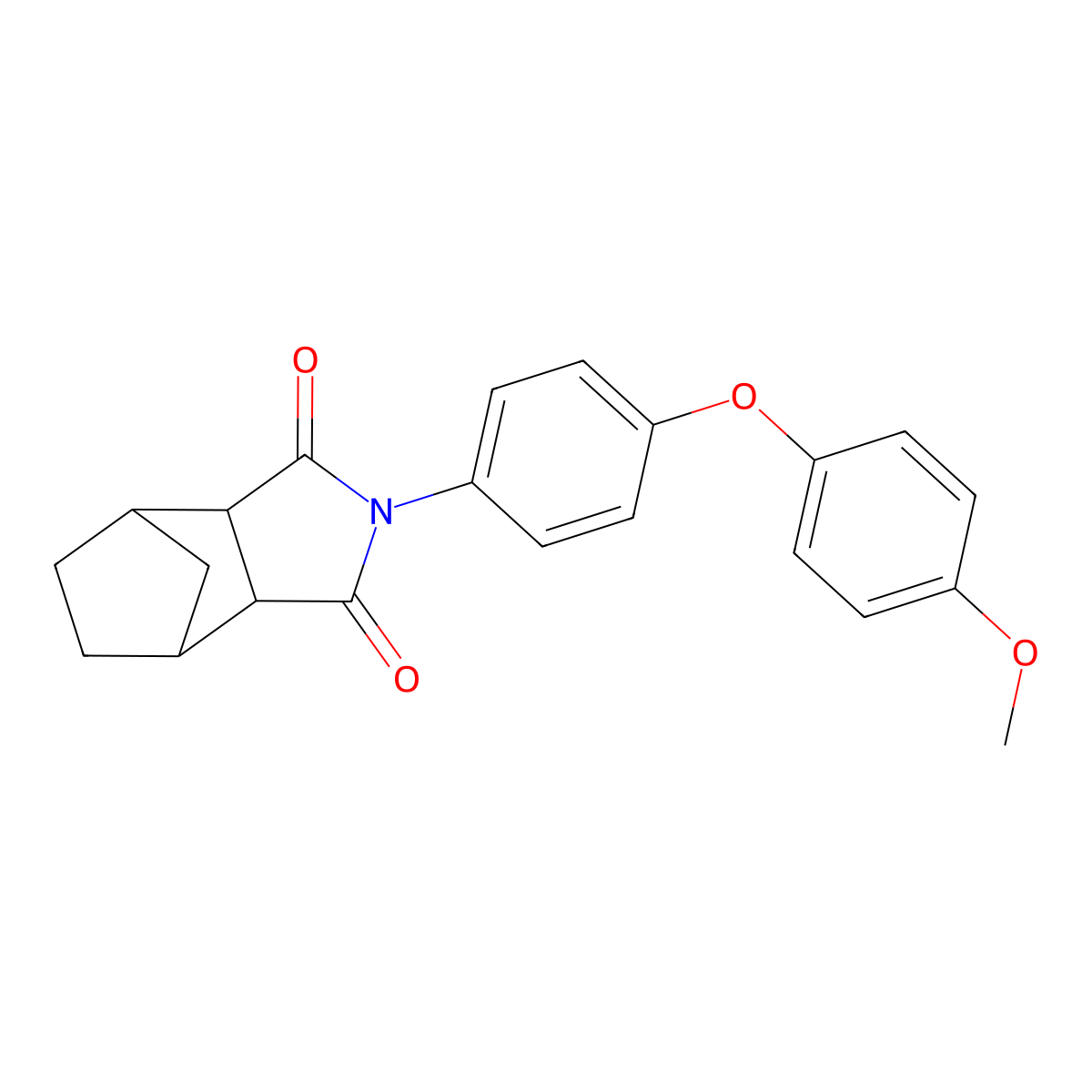 2-[4-(4-methoxyphenoxy)phenyl]hexahydro-1H-4,7-methanoisoindole-1,3(2H)-dione molecular structure, CAS 1005053-66-6