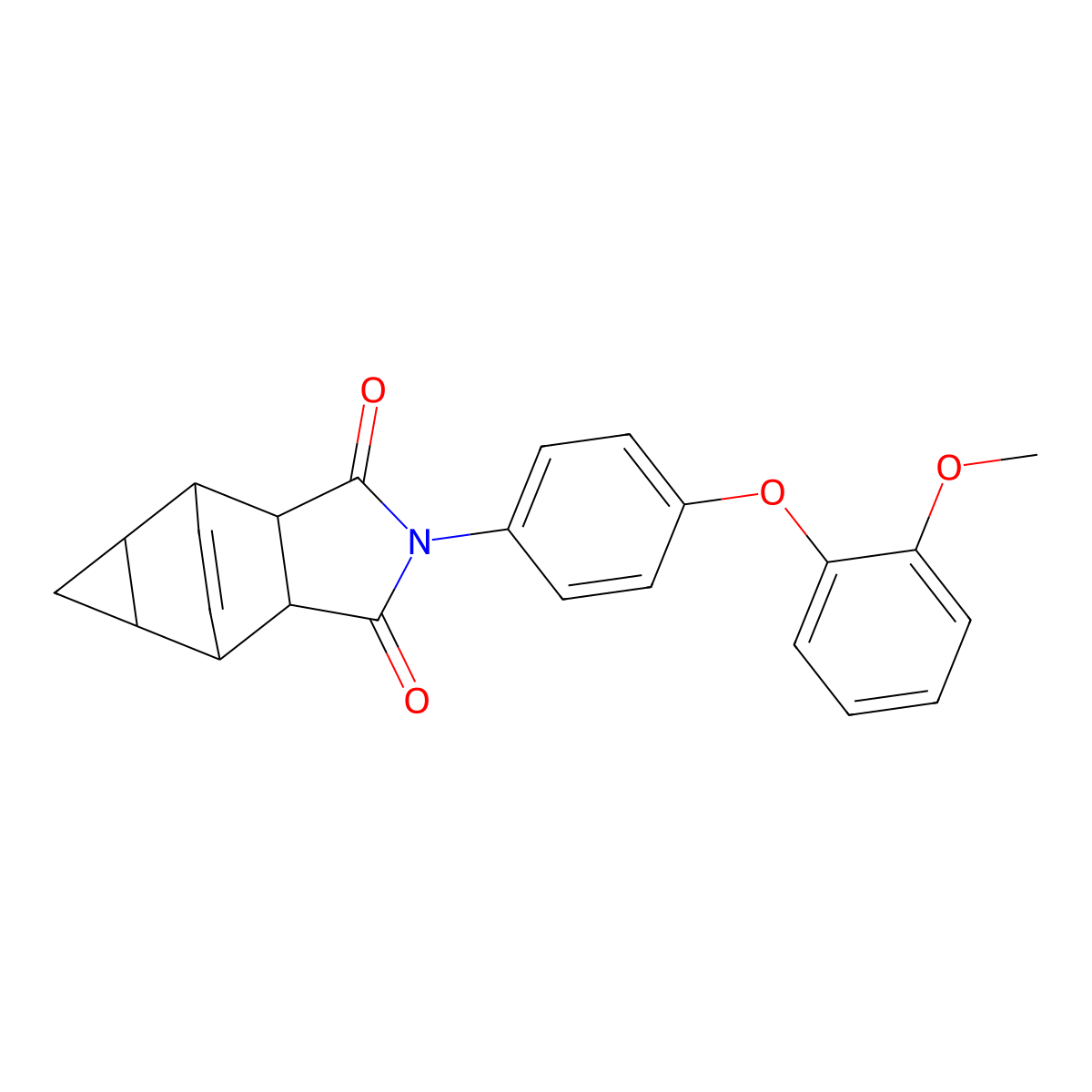 2-[4-(2-methoxyphenoxy)phenyl]hexahydro-4,6-ethenocyclopropa[f]isoindole-1,3(2H,3aH)-dione molecular structure, CAS 1005053-71-3