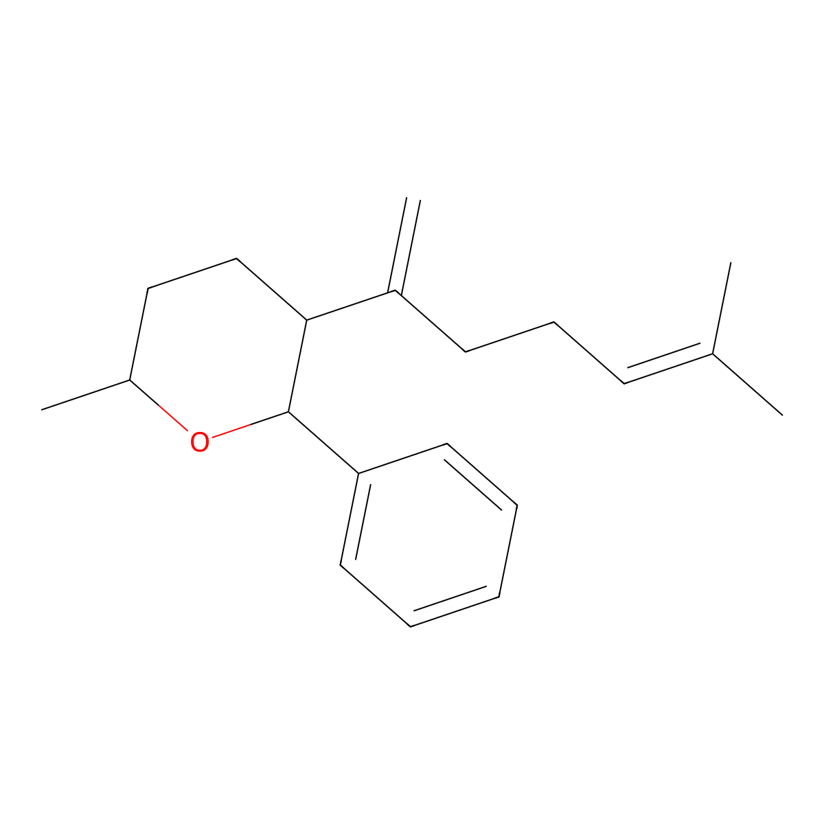 6-methyl-3-(6-methylhepta-1,5-dien-2-yl)-2-phenyltetrahydro-2H-pyran molecular structure, CAS 1005055-60-6