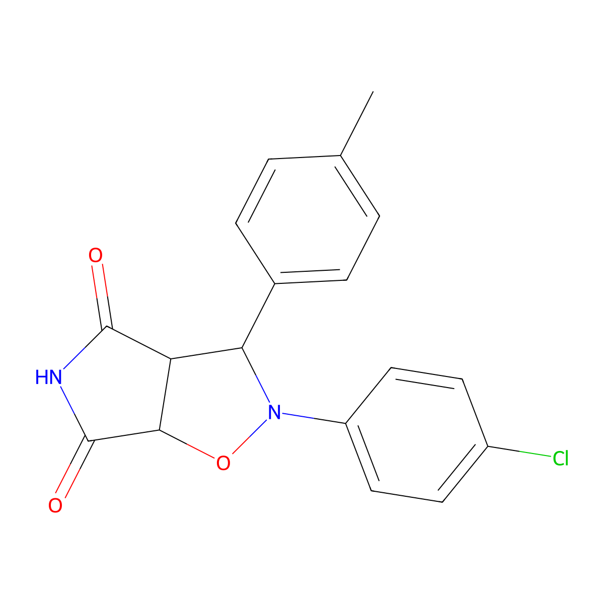 2-(4-chlorophenyl)-3-(4-methylphenyl)dihydro-2H-pyrrolo[3,4-d][1,2]oxazole-4,6(3H,5H)-dione molecular structure, CAS 1005055-69-5