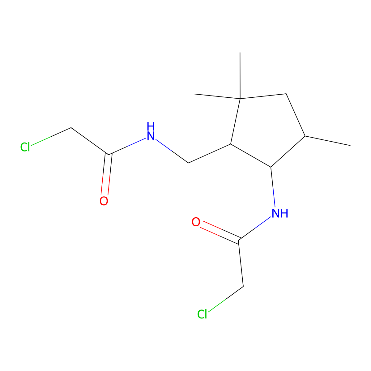 2-chloro-N-(2-{[(chloroacetyl)amino]methyl}-3,3,5-trimethylcyclopentyl)acetamide molecular structure, CAS 1005055-74-2