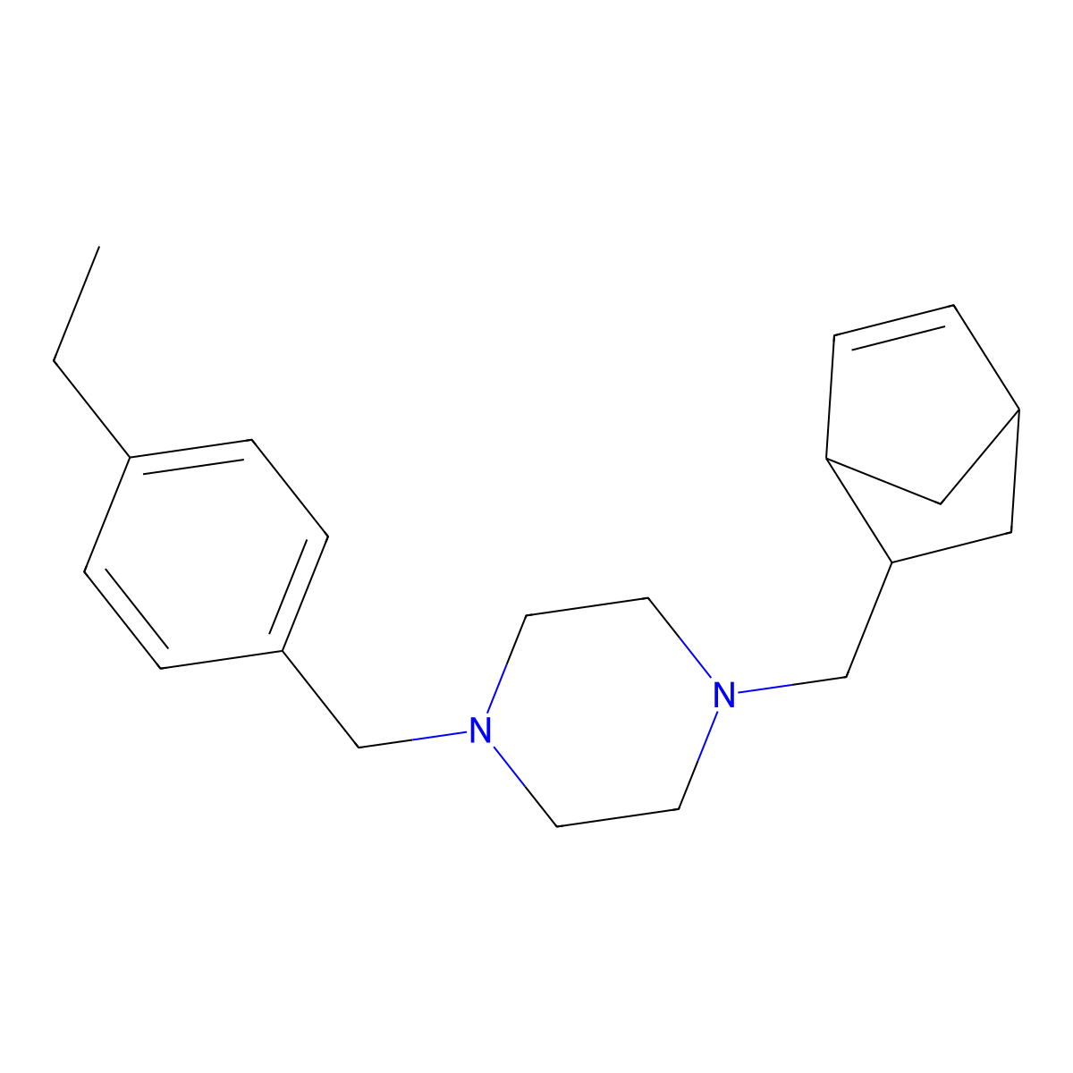 1-(Bicyclo[2.2.1]hept-5-en-2-ylmethyl)-4-(4-ethylbenzyl)piperazine molecular structure, CAS 1005056-23-4