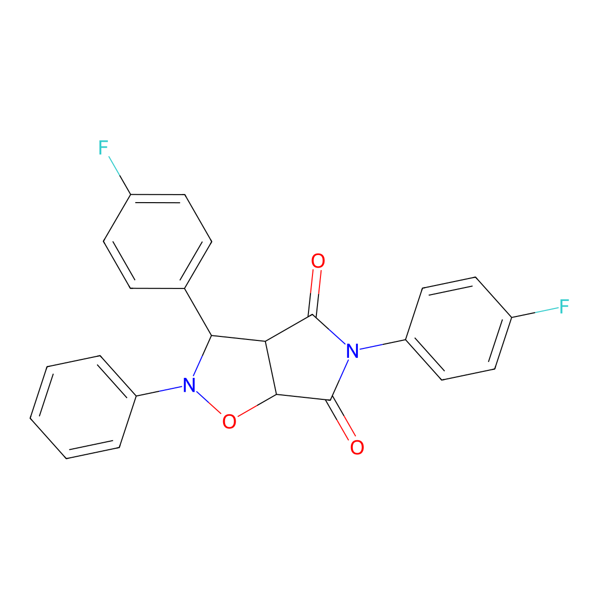 3,5-bis(4-fluorophenyl)-2-phenyl-3a,6a-dihydro-3H-pyrrolo[3,4-d][1,2]oxazole-4,6-dione molecular structure, CAS 1005056-45-0