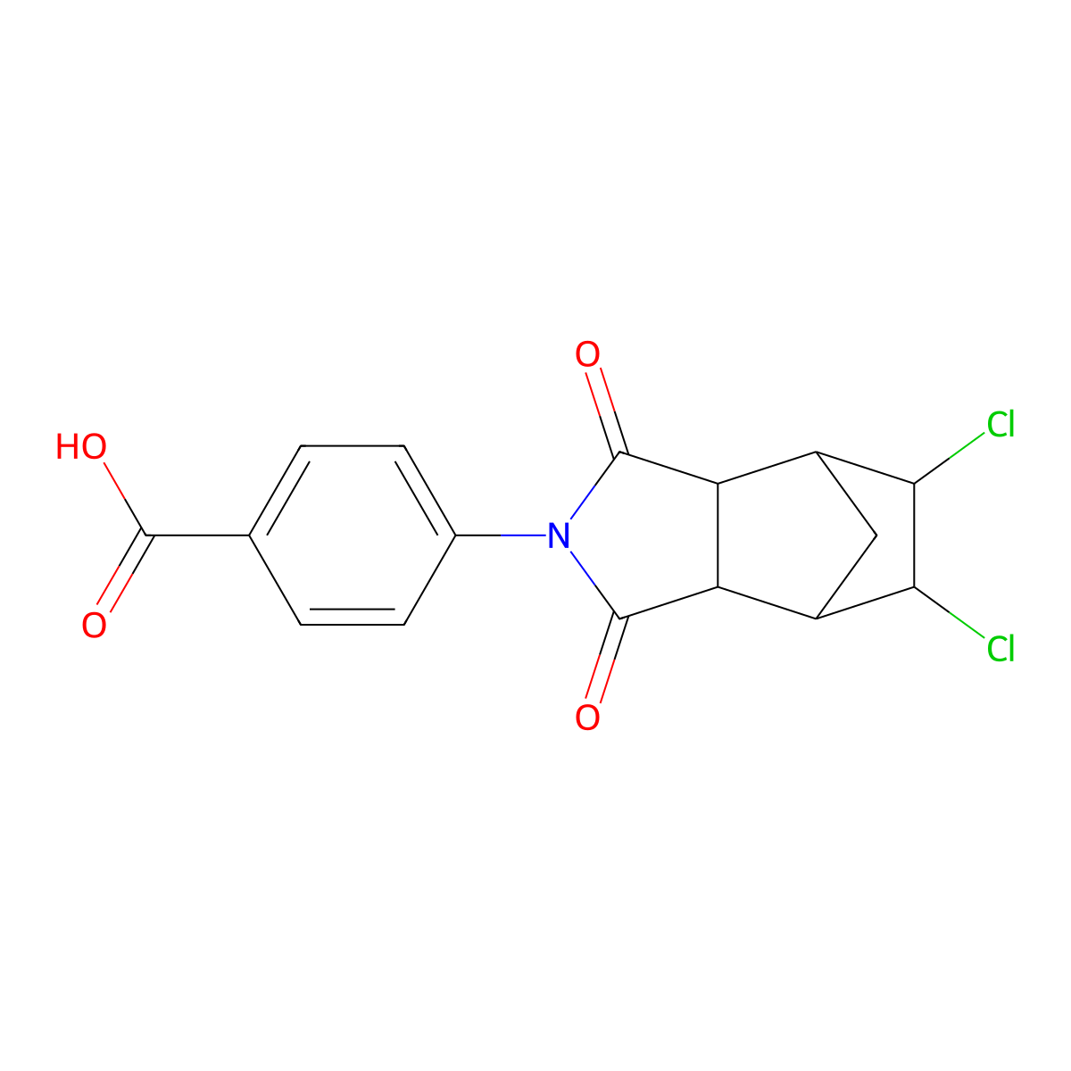 4-(5,6-dichloro-1,3-dioxooctahydro-2H-4,7-methanoisoindol-2-yl)benzoic acid molecular structure, CAS 1005057-07-7