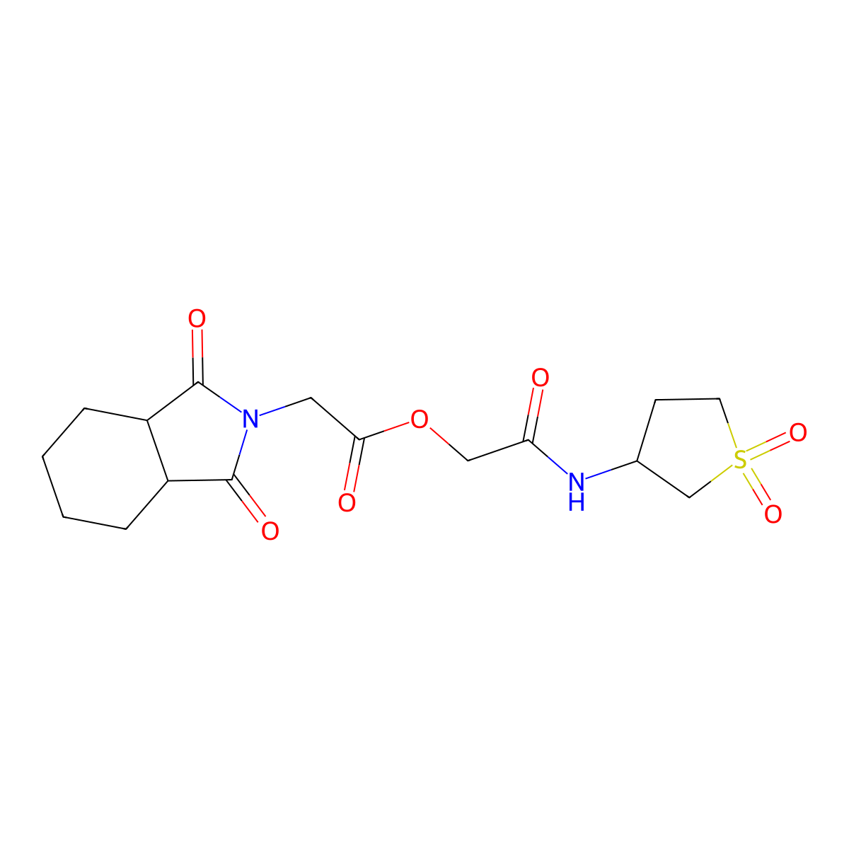 [2-[(1,1-Dioxothiolan-3-yl)amino]-2-oxoethyl] 2-(1,3-dioxo-3a,4,5,6,7,7a-hexahydroisoindol-2-yl)acetate molecular structure, CAS 1005057-81-7