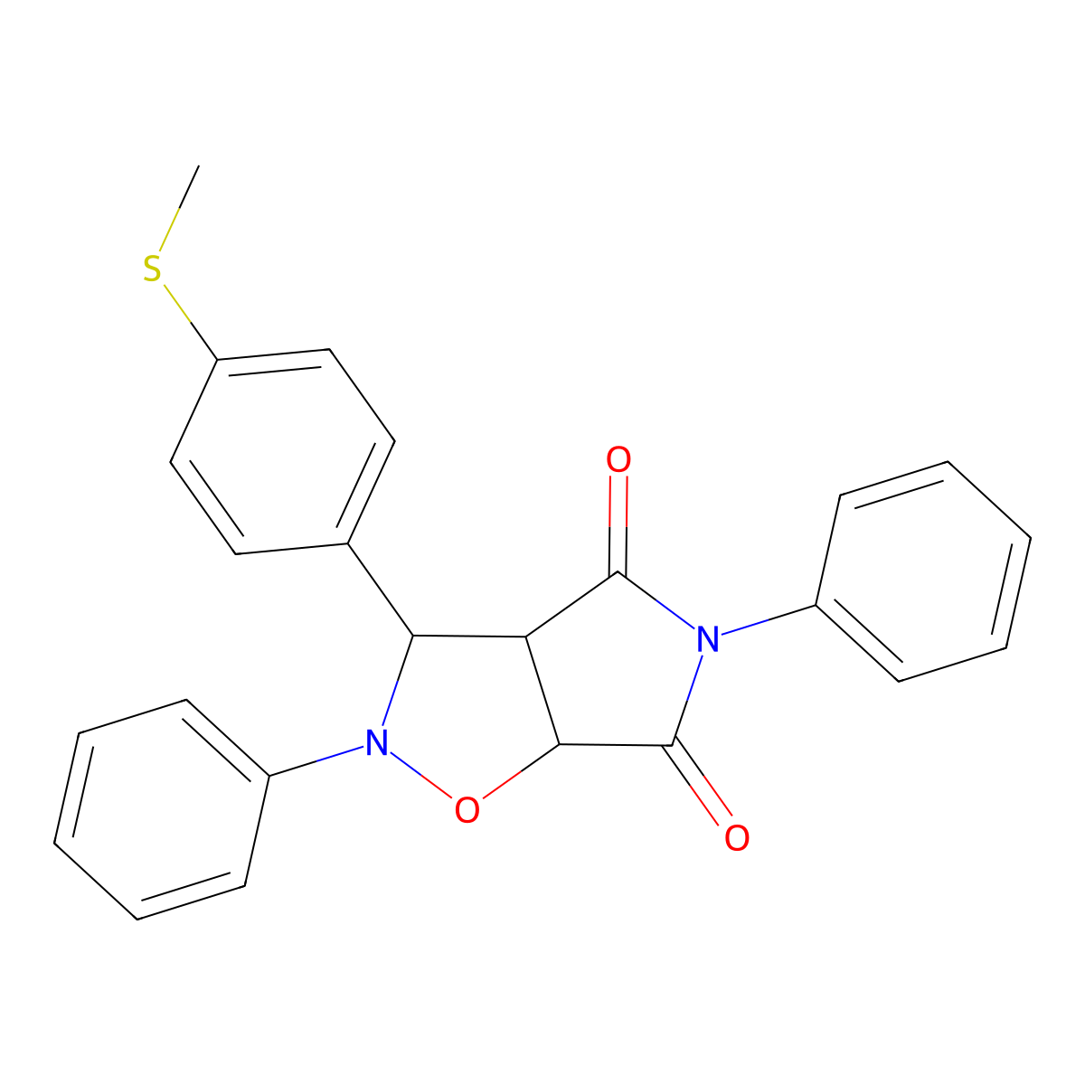 3-(4-(methylthio)phenyl)-2,5-diphenyldihydro-2H-pyrrolo[3,4-d]isoxazole-4,6(5H,6aH)-dione molecular structure, CAS 1005059-92-6