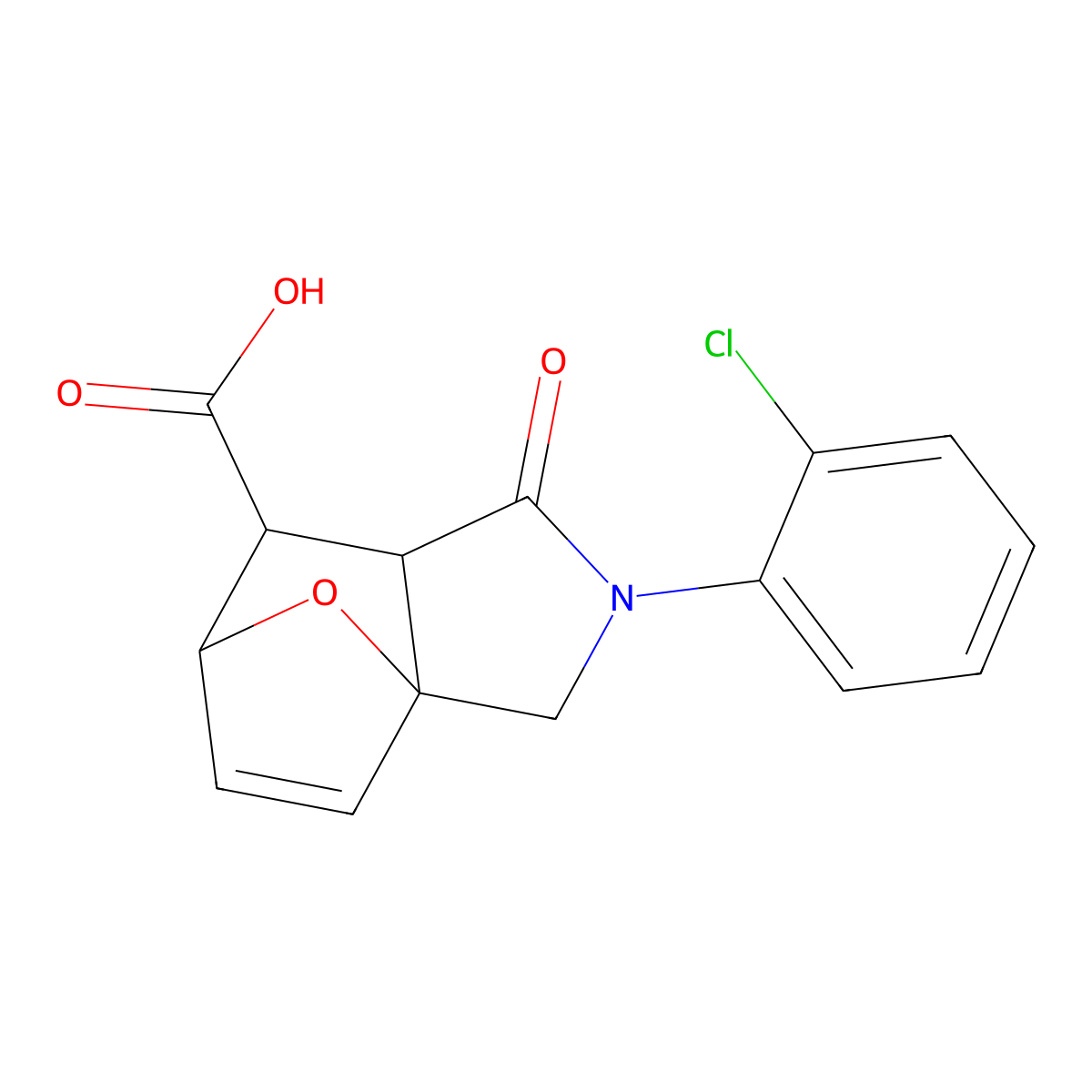 2-(2-Chlorophenyl)-1-oxo-1,2,3,6,7,7a-hexahydro-3a,6-epoxyisoindole-7-carboxylic acid molecular structure, CAS 1005059-99-3