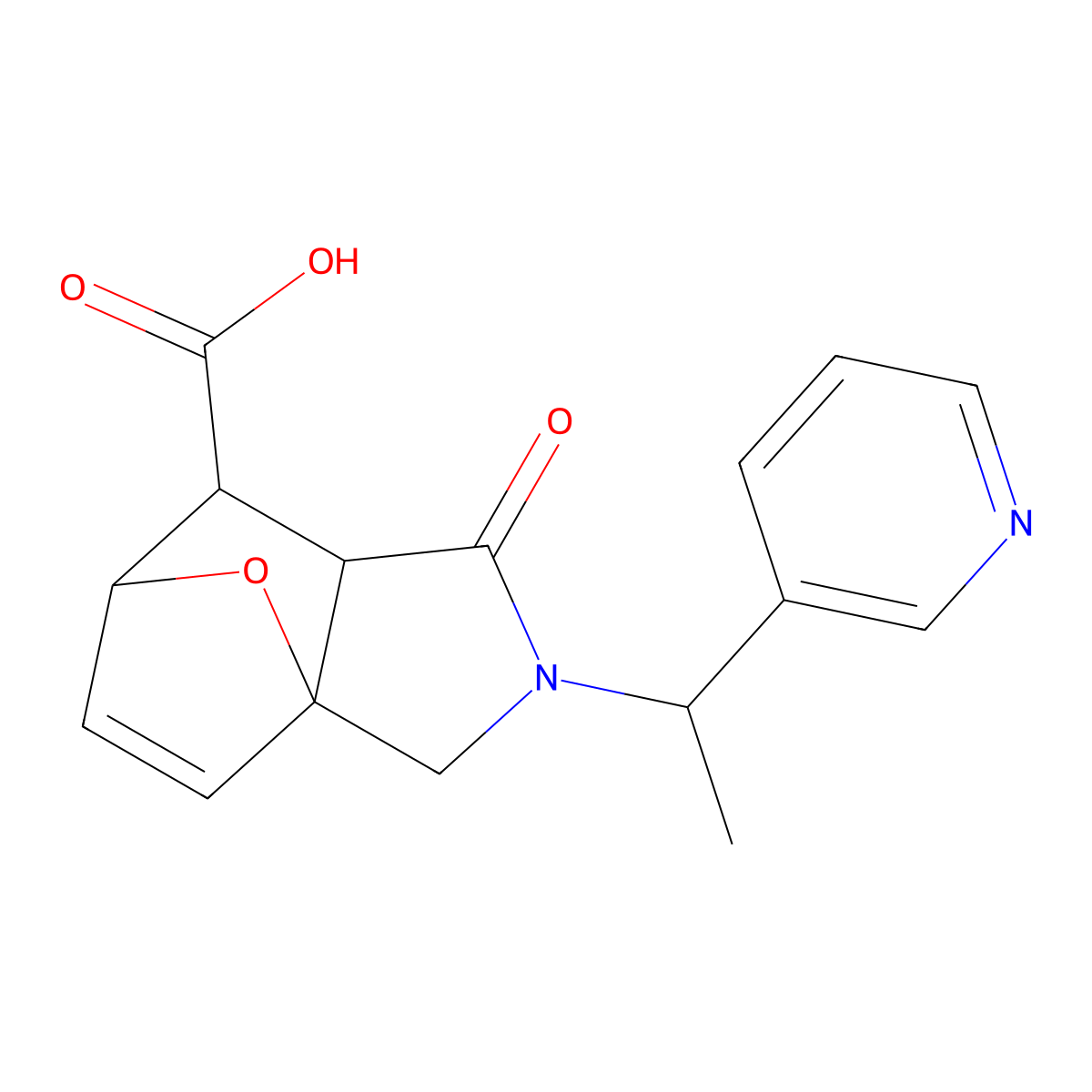 1-Oxo-2-[1-(pyridin-3-yl)ethyl]-1,2,3,6,7,7a-hexahydro-3a,6-epoxyisoindole-7-carboxylic acid molecular structure, CAS 1005060-02-5