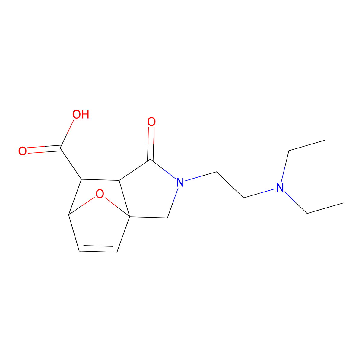 3-(2-Diethylamino-ethyl)-4-oxo-10-oxa-3-aza-tricyclo[5.2.1.0*1,5*]dec-8-ene-6-carboxylic acid molecular structure, CAS 1005060-07-0