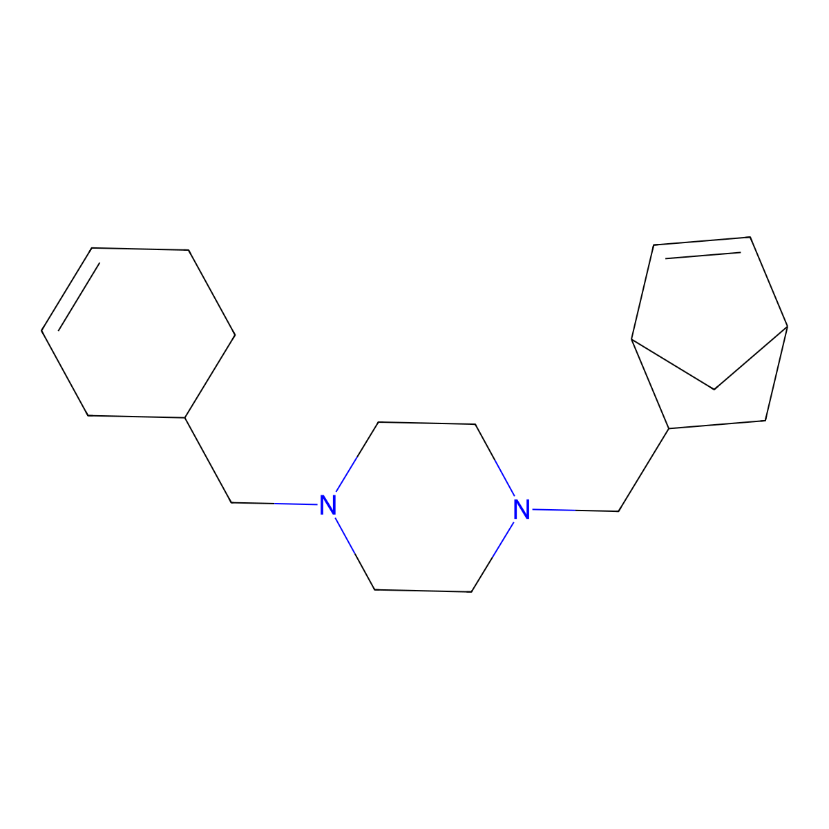 1-(Bicyclo[2.2.1]hept-5-en-2-ylmethyl)-4-(cyclohex-3-en-1-ylmethyl)piperazine molecular structure, CAS 1005060-08-1