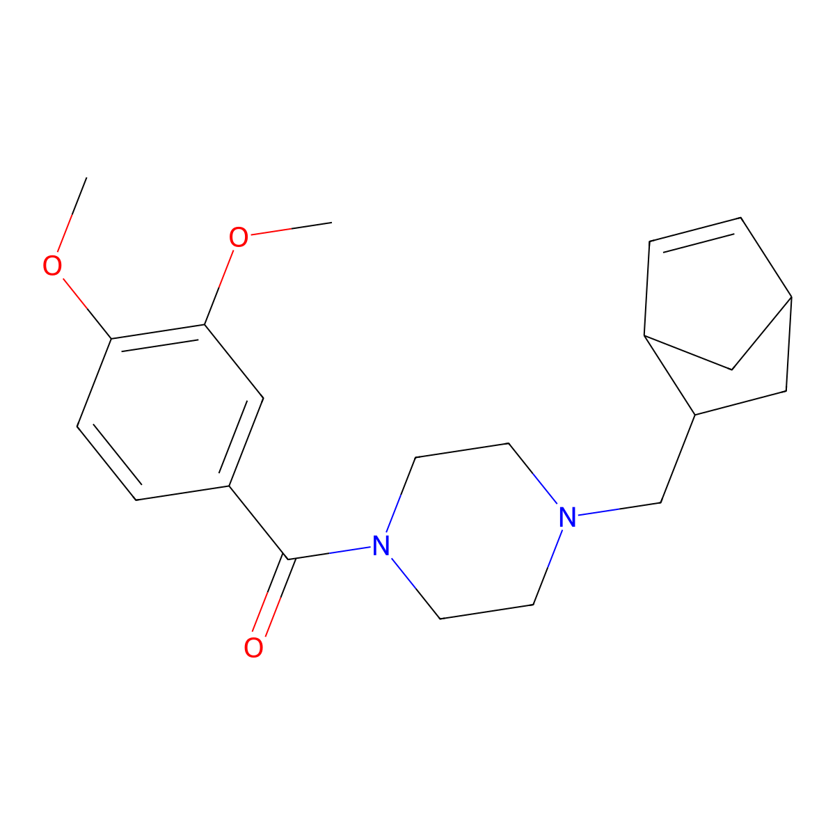 1-(Bicyclo[2.2.1]hept-5-en-2-ylmethyl)-4-(3,4-dimethoxybenzoyl)piperazine molecular structure, CAS 1005060-13-8