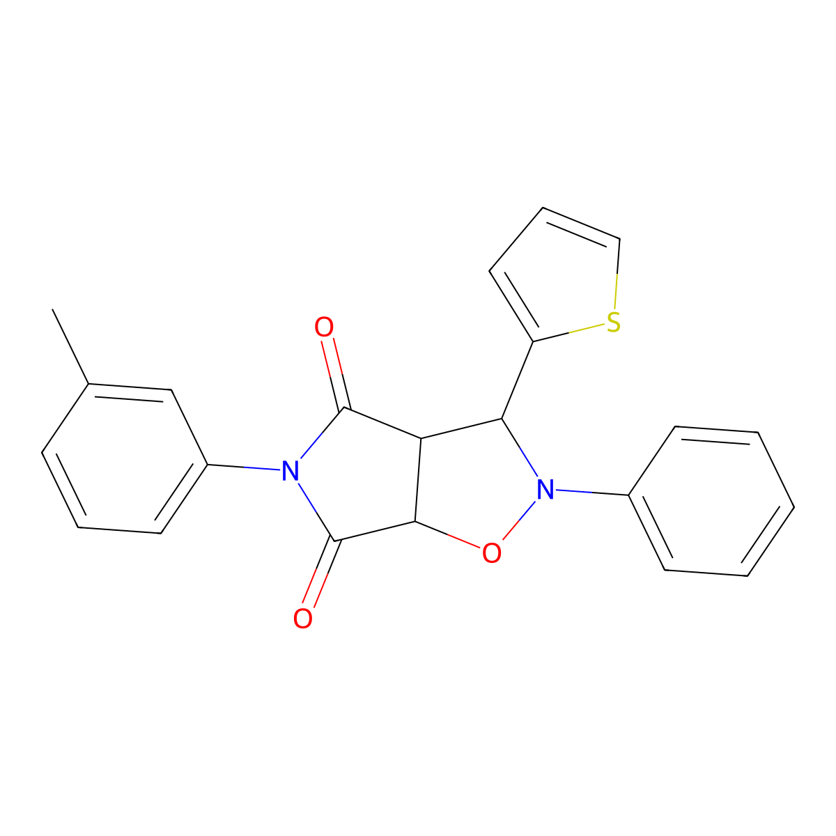 2-Phenyl-3-thiophen-2-yl-5-m-tolyl-tetrahydro-pyrrolo[3,4-d]isoxazole-4,6-dione molecular structure, CAS 1005060-18-3