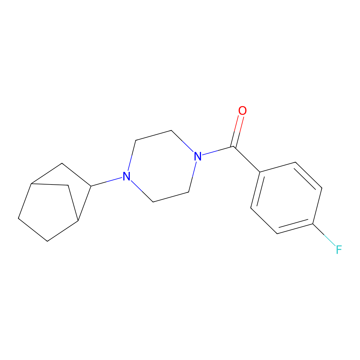 1-Bicyclo[2.2.1]hept-2-yl-4-(4-fluorobenzoyl)piperazine molecular structure, CAS 1005060-42-3