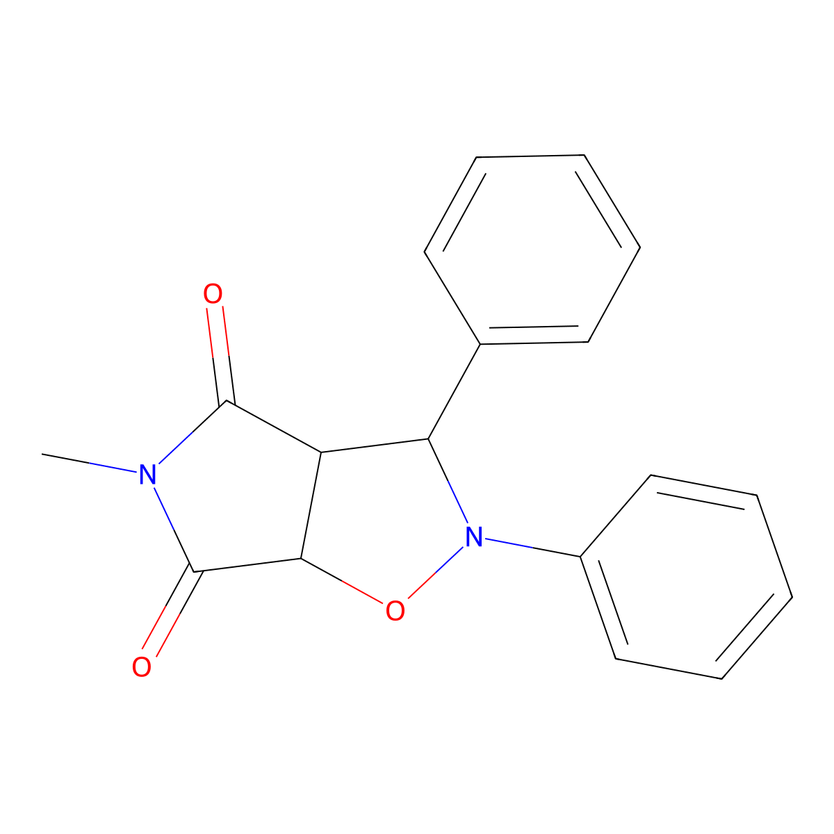 5-methyl-2,3-diphenyldihydro-2H-pyrrolo[3,4-d]isoxazole-4,6(5H,6aH)-dione molecular structure, CAS 1005060-84-3