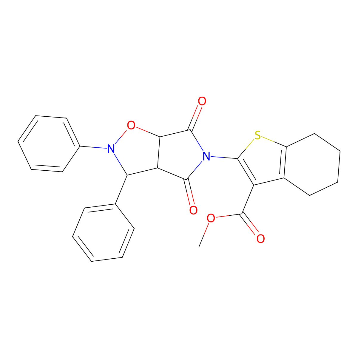 methyl 2-(4,6-dioxo-2,3-diphenyltetrahydro-2H-pyrrolo[3,4-d]isoxazol-5(3H)-yl)-4,5,6,7-tetrahydrobenzo[b]thiophene-3-carboxylate molecular structure, CAS 1005060-85-4