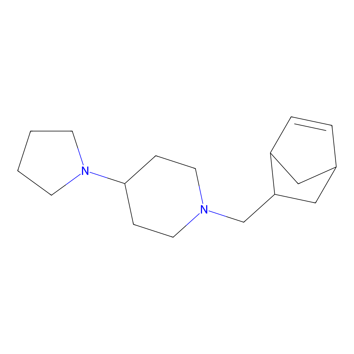 1-(5-Bicyclo[2.2.1]hept-2-enylmethyl)-4-pyrrolidin-1-ylpiperidine molecular structure, CAS 1005061-42-6