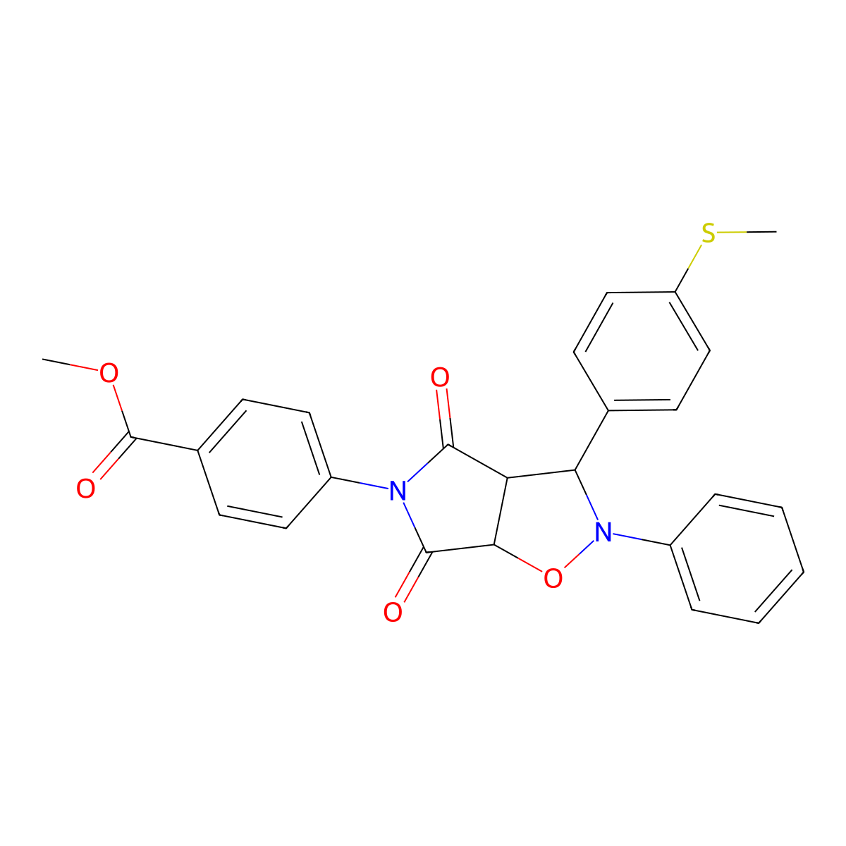 methyl 4-(3-(4-(methylthio)phenyl)-4,6-dioxo-2-phenyltetrahydro-2H-pyrrolo[3,4-d]isoxazol-5(3H)-yl)benzoate molecular structure, CAS 1005061-83-5