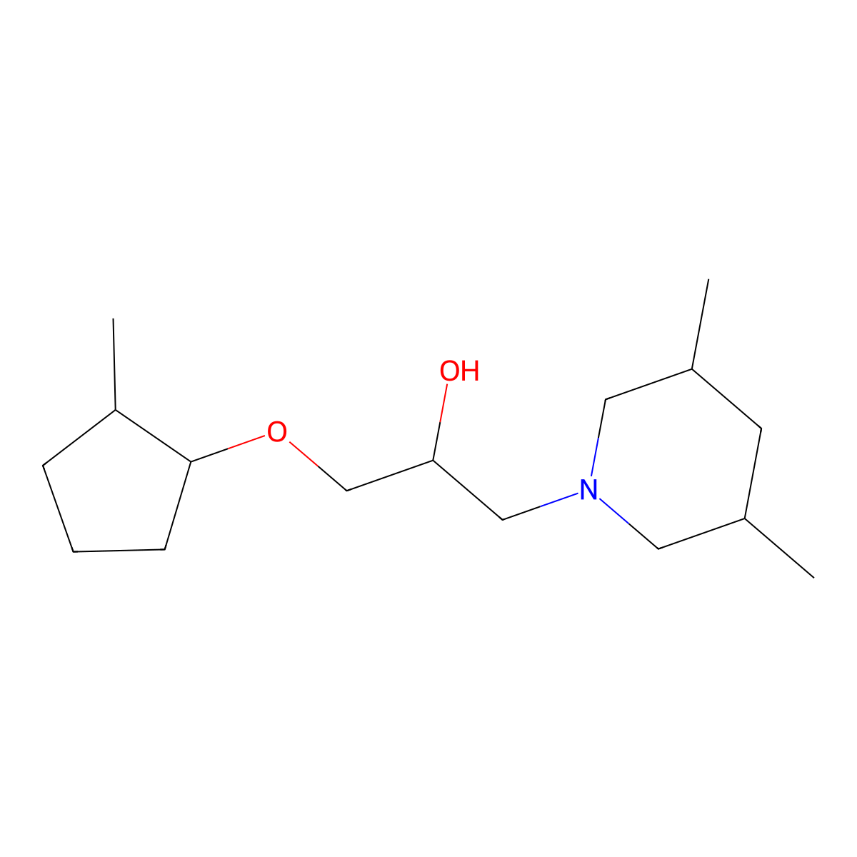 1-(3,5-Dimethylpiperidyl)-3-(2-methylcyclopentyloxy)propan-2-ol molecular structure, CAS 1005062-06-5